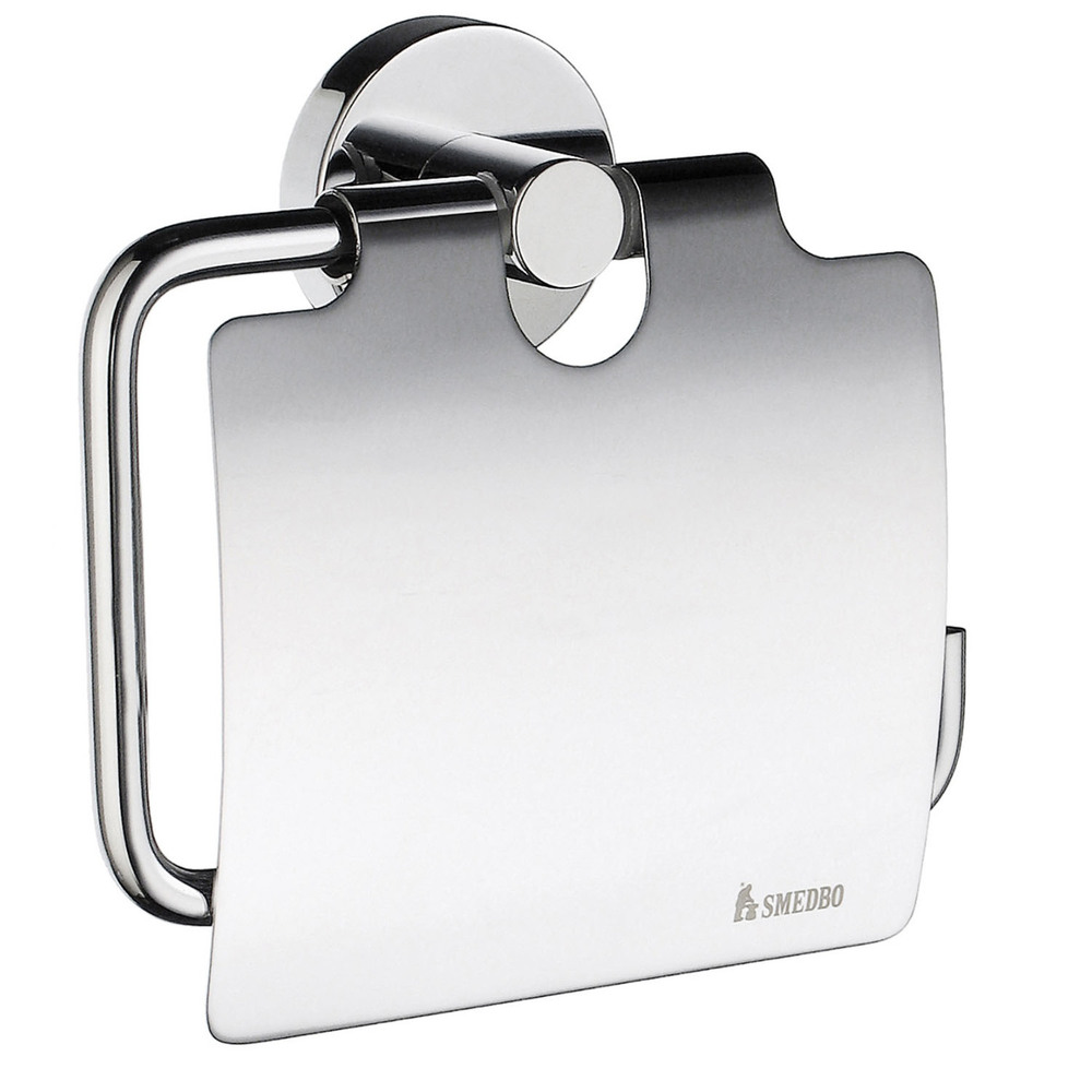 Smedbo Home Polished Chrome Toilet Roll Holder with Lid HK3414