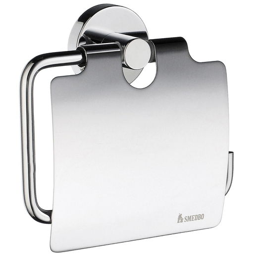 Smedbo Home Polished Chrome Toilet Roll Holder with Lid HK3414