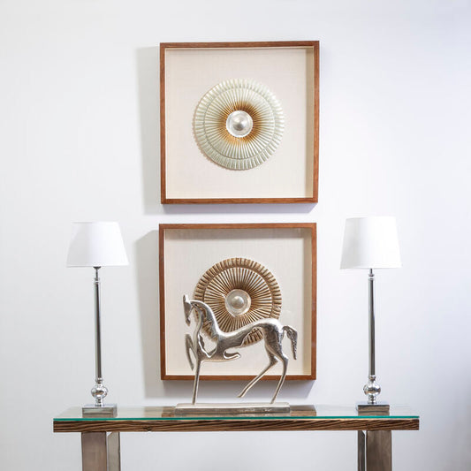 Nason Framed Silver Round Carving Wall Art