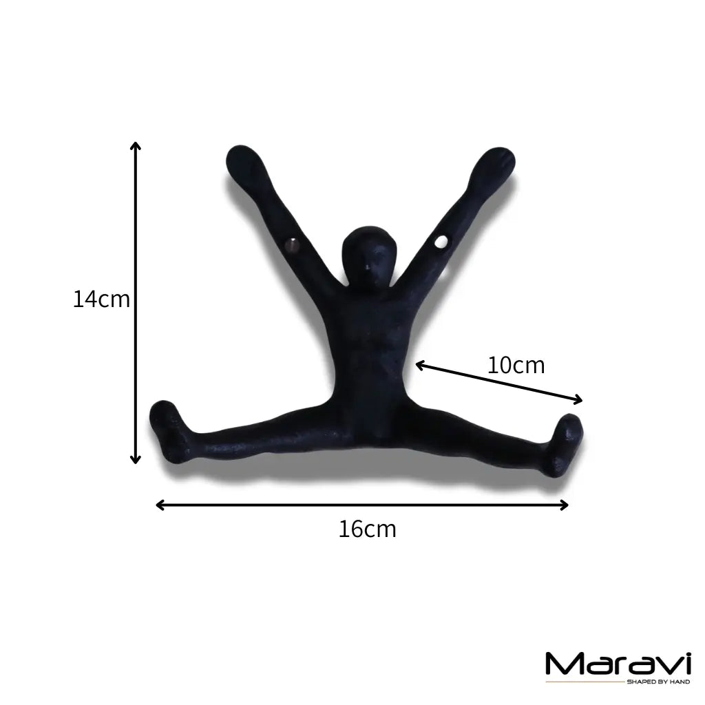 Haruni Black Metal Figure Coat Hooks, Set of 2