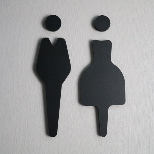 Toilet Door Sign Man Woman | Stone Texture Bathroom Wall Sign | Black Acrylic