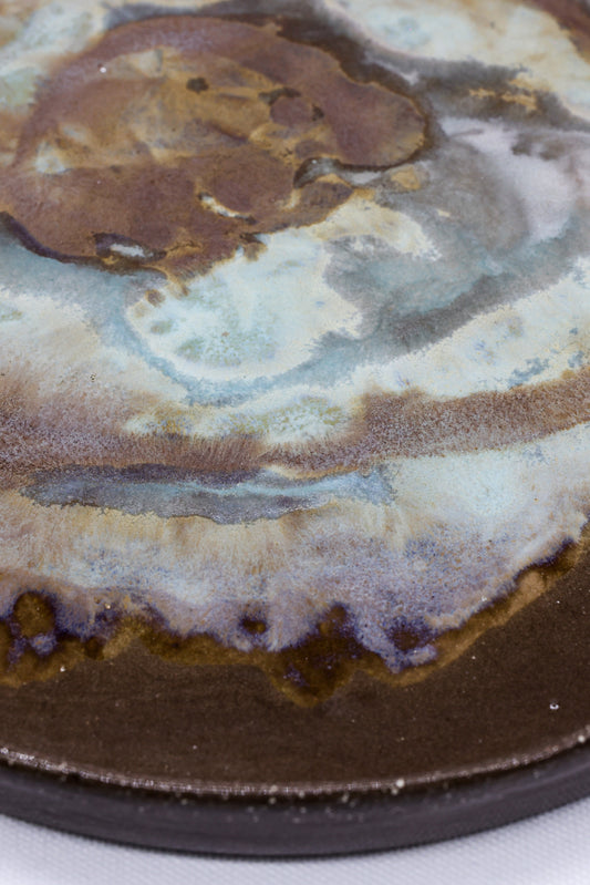 23 cm Tidepool Smoked Grey Large Stoneware Handmade Ceramic Dinner Plate