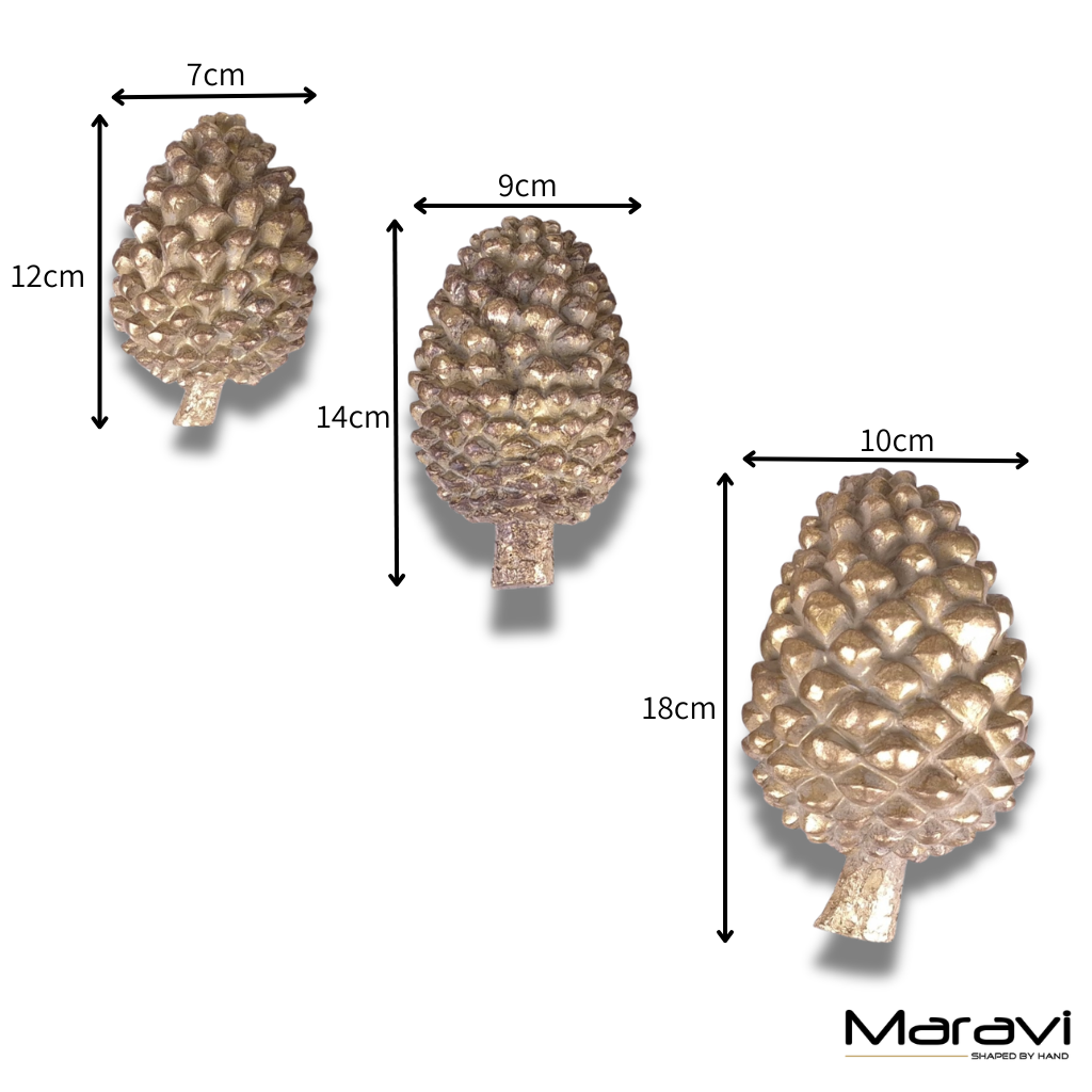 Kurki Antiqued Gold Resin Pinecone Ornaments, Set of 3