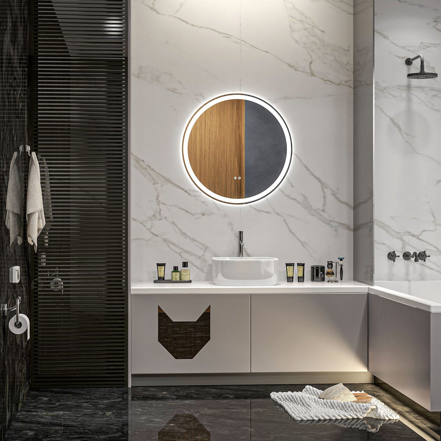 🪞 Kleankin Round LED Bathroom Mirror ✨ Illuminated Wall Mount