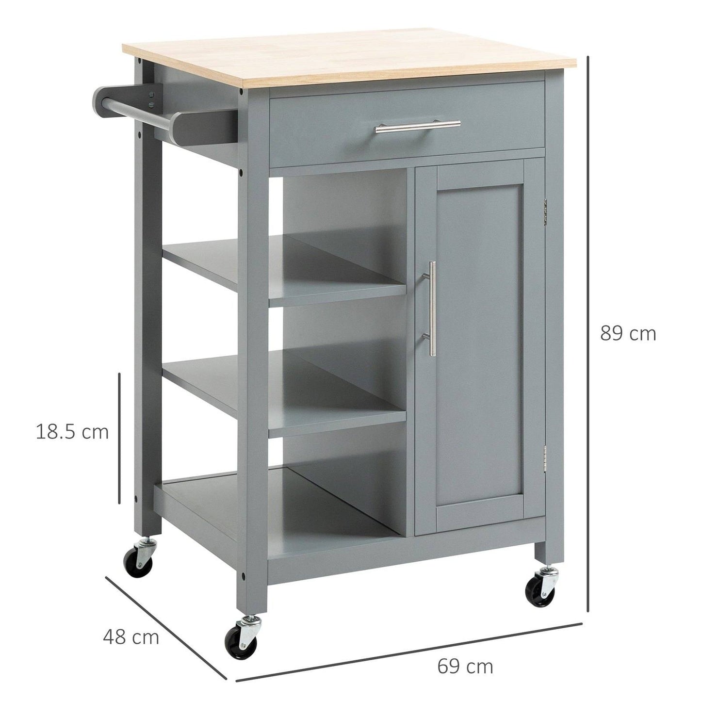🍽️ Compact Kitchen Trolley - Storage Drawer & Open Shelf 📦