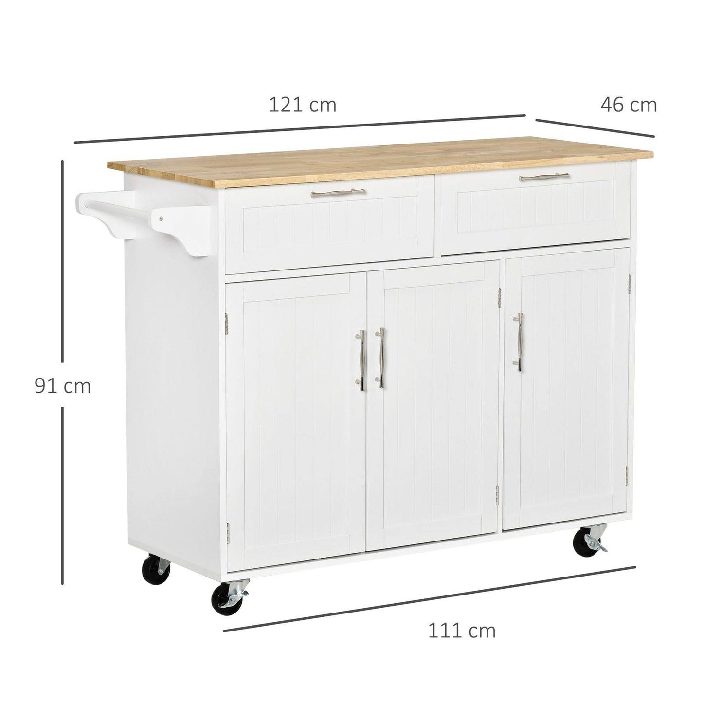 🏠 HOMCOM Kitchen Island Cart - Mobile Storage & Food Prep Station 🍽️