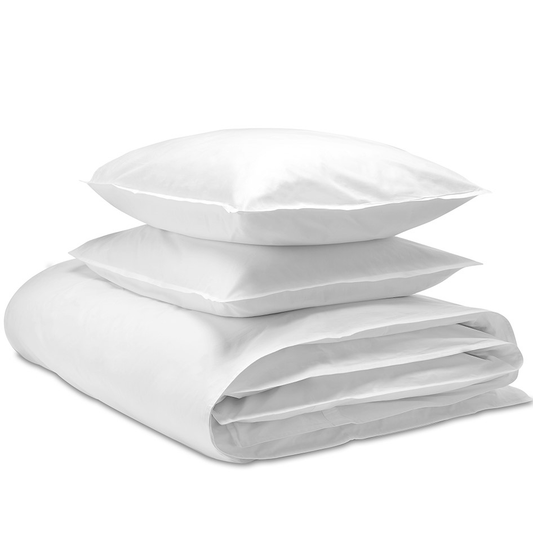 Dormitory Rest White Percale Duvet Cover, Pillowcases & Flat Sheet