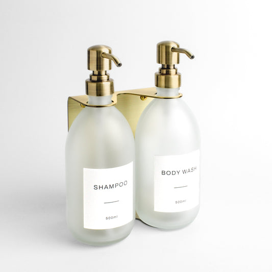 Namie Gold Wall Bracket & Frosted White Glass Dispenser Set