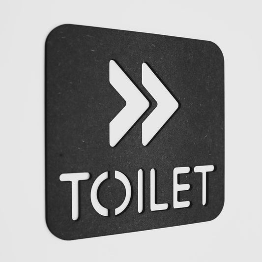 Black Decorative Toilet Sign with Right Arrow