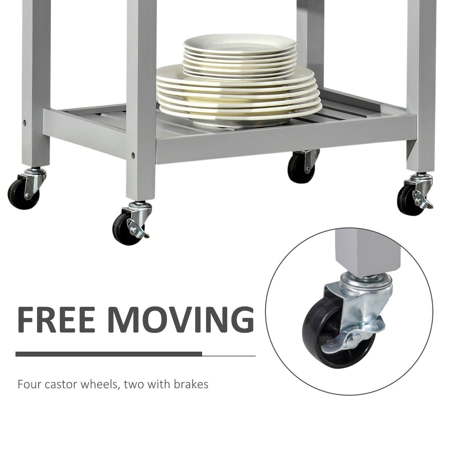 🍽️ Premium Kitchen Trolley Cart - Rubberwood Worktop & Wheels 🛒