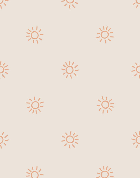 Pattern of sun icons on a beige background