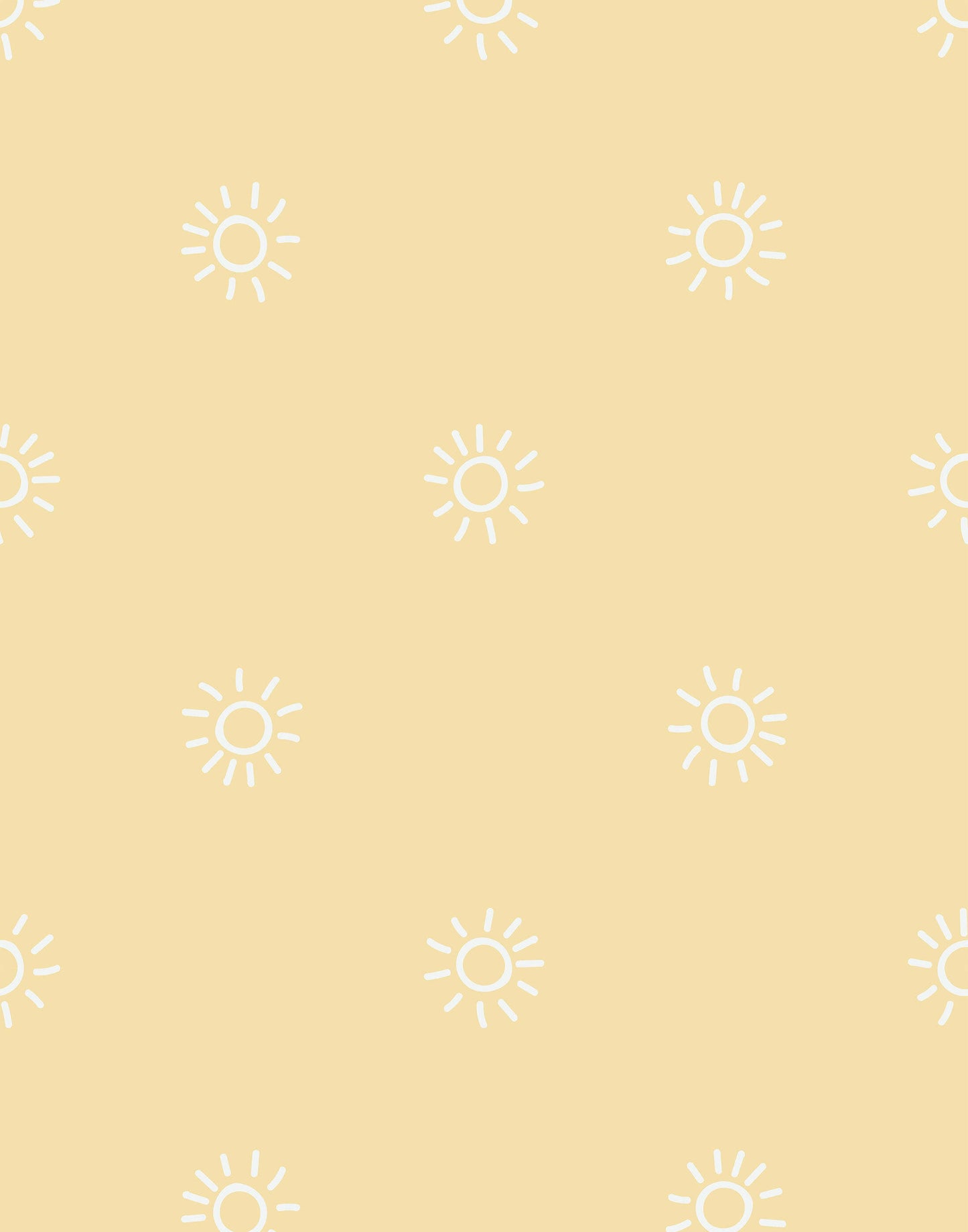Pattern of white sun icons on a beige background