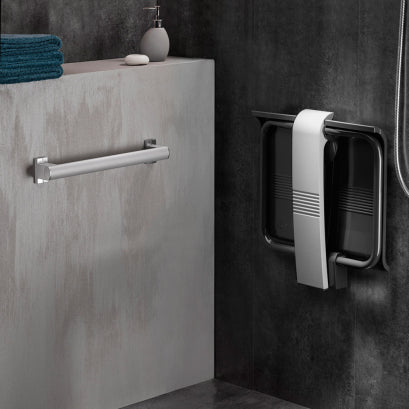 Pellet Arsis Evolution Foldaway Shower Seat - Anthracite Grey with Light Grey Leg