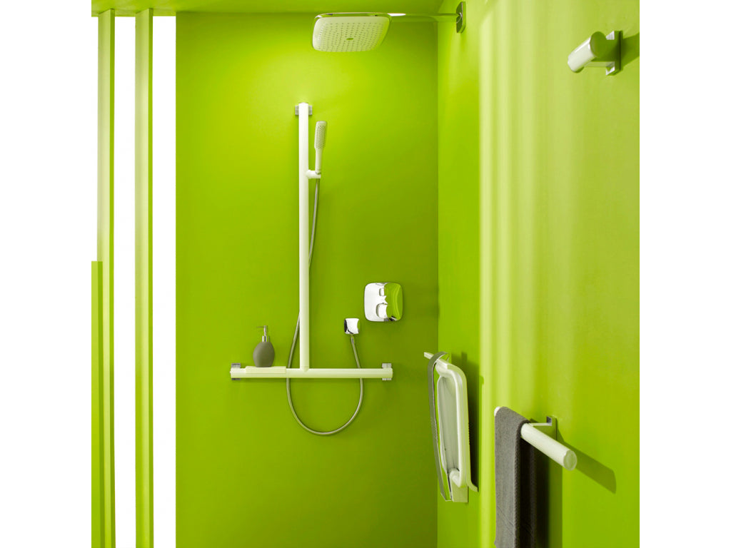 Pellet Arsis L or T-Shaped Elliptical Shower Bar - White Epoxy-coated Aluminium