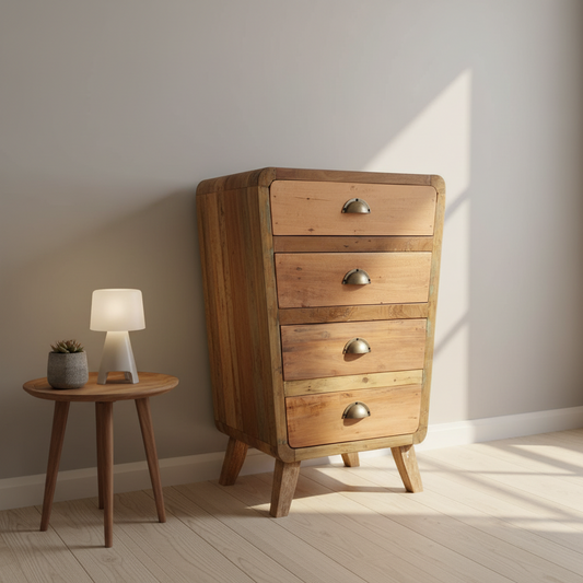 Recycled Teak Wood 4 Draws Storage 52x43x77cm
