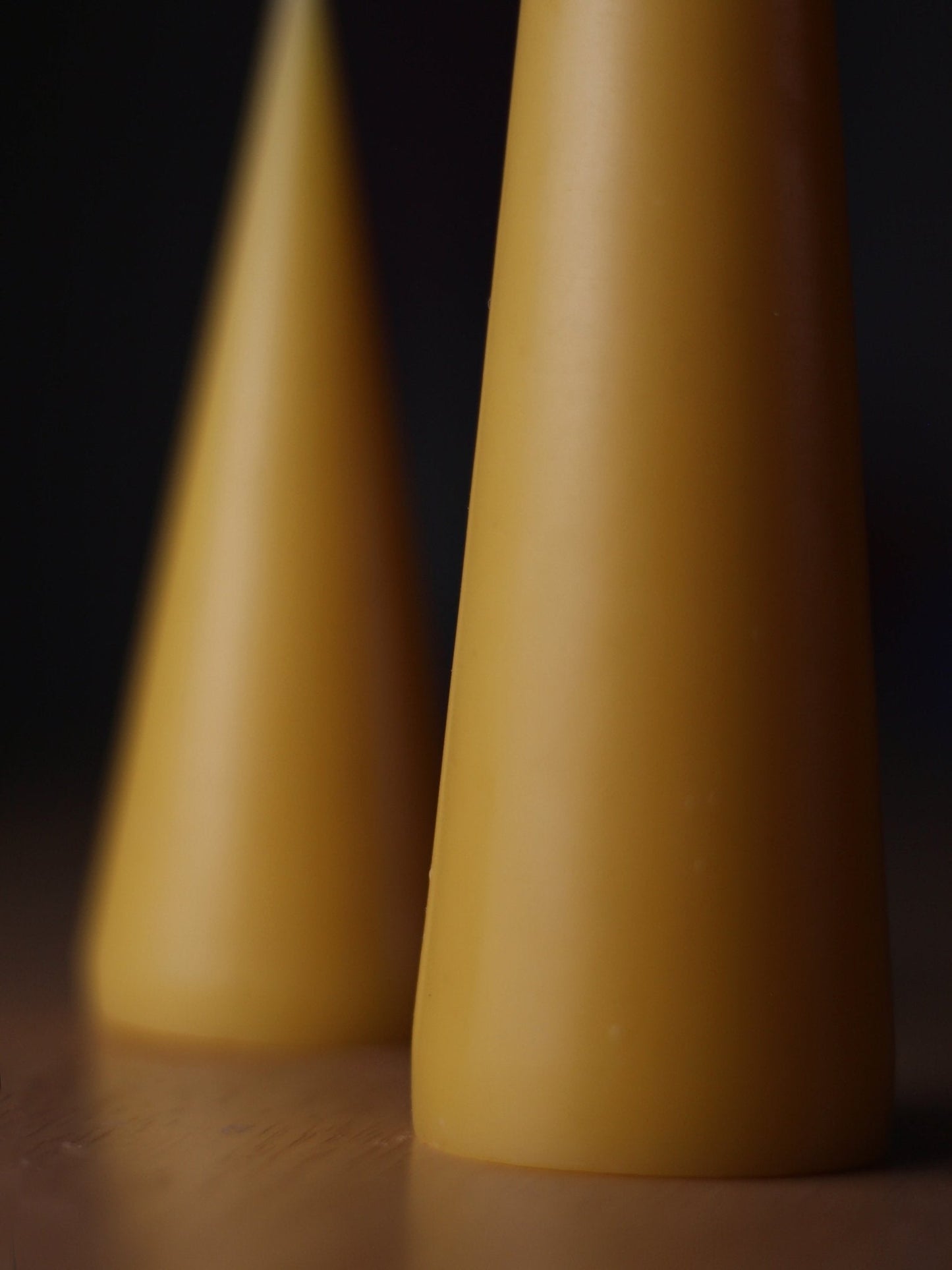 Double Cone Pure Beeswax Pillar Candles - Handcrafted British Set