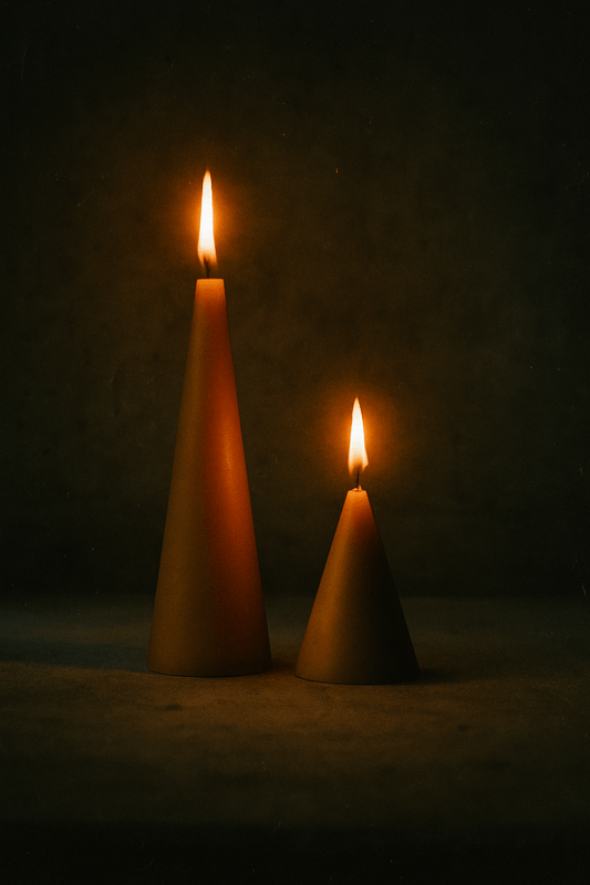 Double Cone Pure Beeswax Pillar Candles - Handcrafted British Set