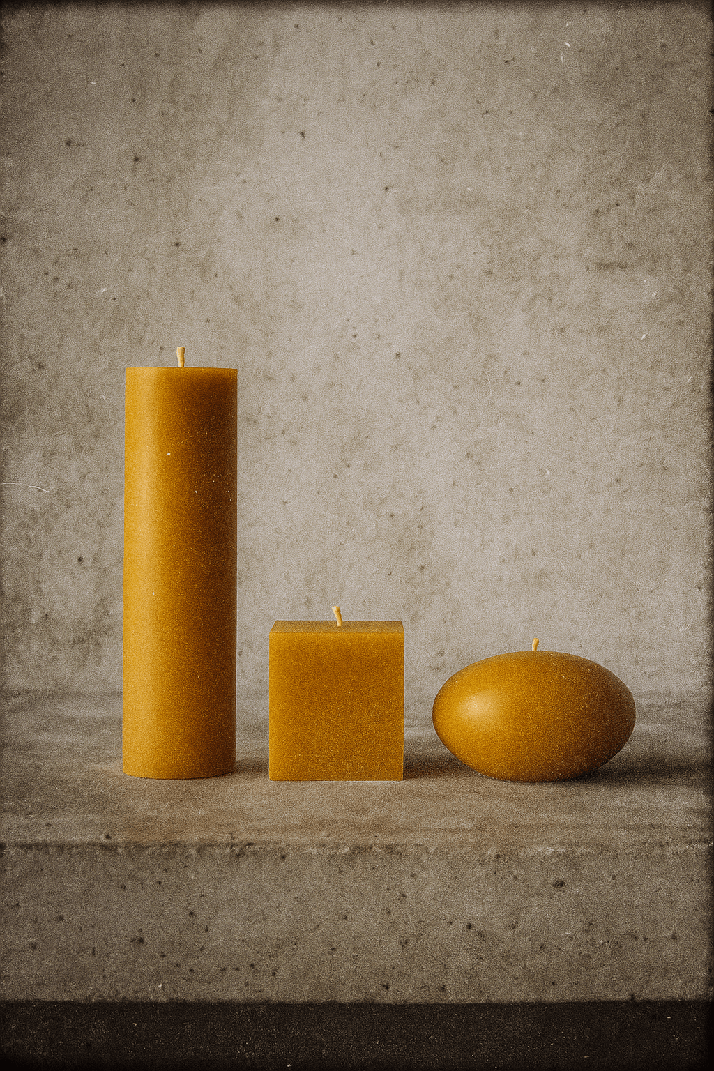 Beeswax Candles Set - Geometric Pillar Candles UK Made | Fudge & Friends