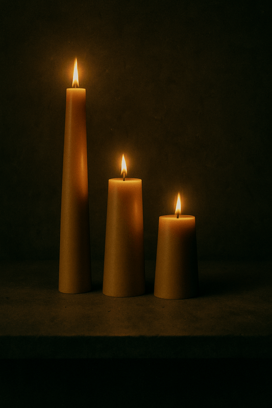 Artisan Beeswax Pillar Candles - Handcrafted British Trio Set