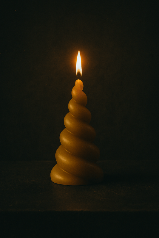 Handcrafted Unicorn Horn Beeswax Candle - Pure British Artisan Creation