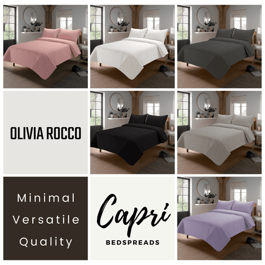 Capri Embossed Luxury Bedspread Set with Quilted Throw & Duvet Elegant Premium Bedding with Matching Pillow Shams Multiple Colours for Home Decor & Gifts by OLIVIA ROCCO