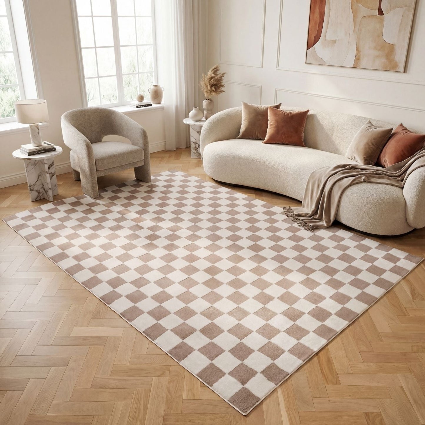Loft Checkerboard Beige Rug