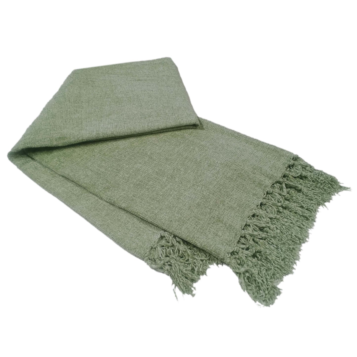 Chenille Tassel Elegant Throw Blanket for Couch Sofa Bed All-Season Soft Luxury by OLIVIA ROCCO