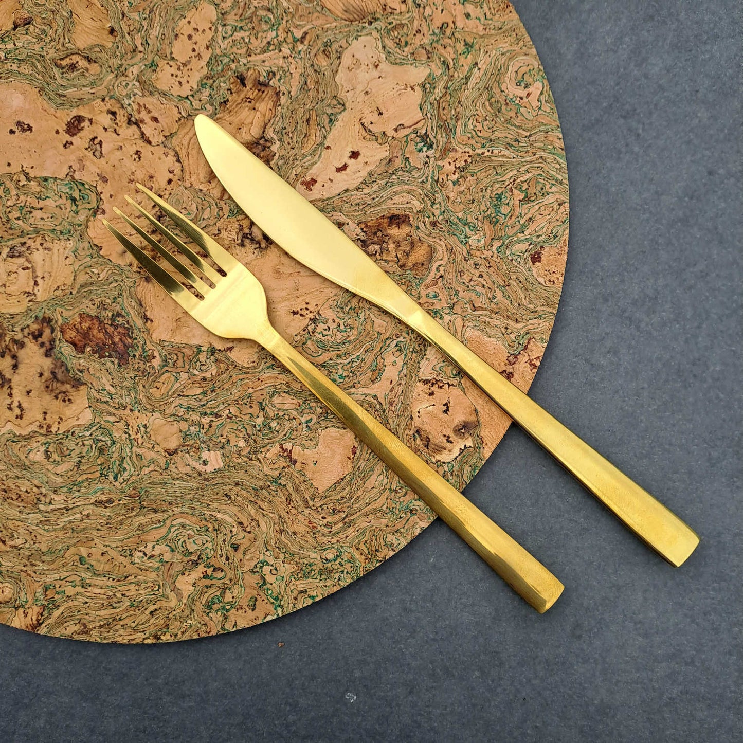 Twist Green Round Cork Placemats | Sets of 4, 6 or 8