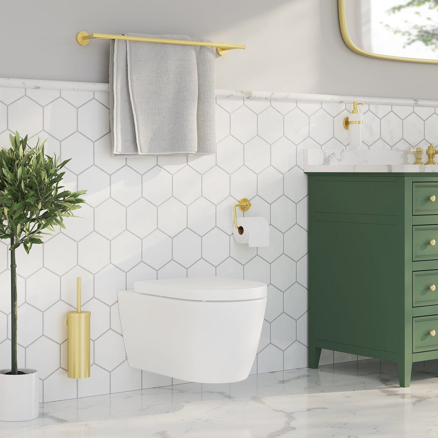 Smedbo Home Wall Toilet Brush Set HV332 Brushed Brass