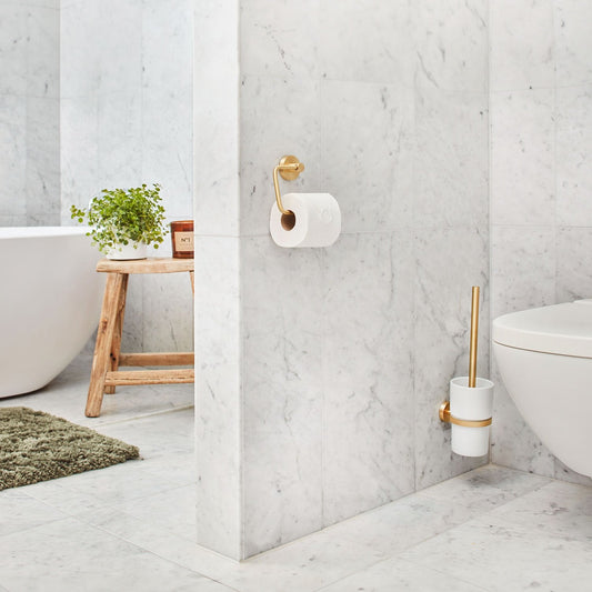 Smedbo Home Toilet Brush Set HV333P Brushed Brass & Porcelain
