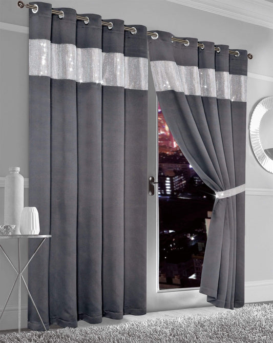 Olivia Rocco Diamante Blackout Curtains with Glitz Detailing