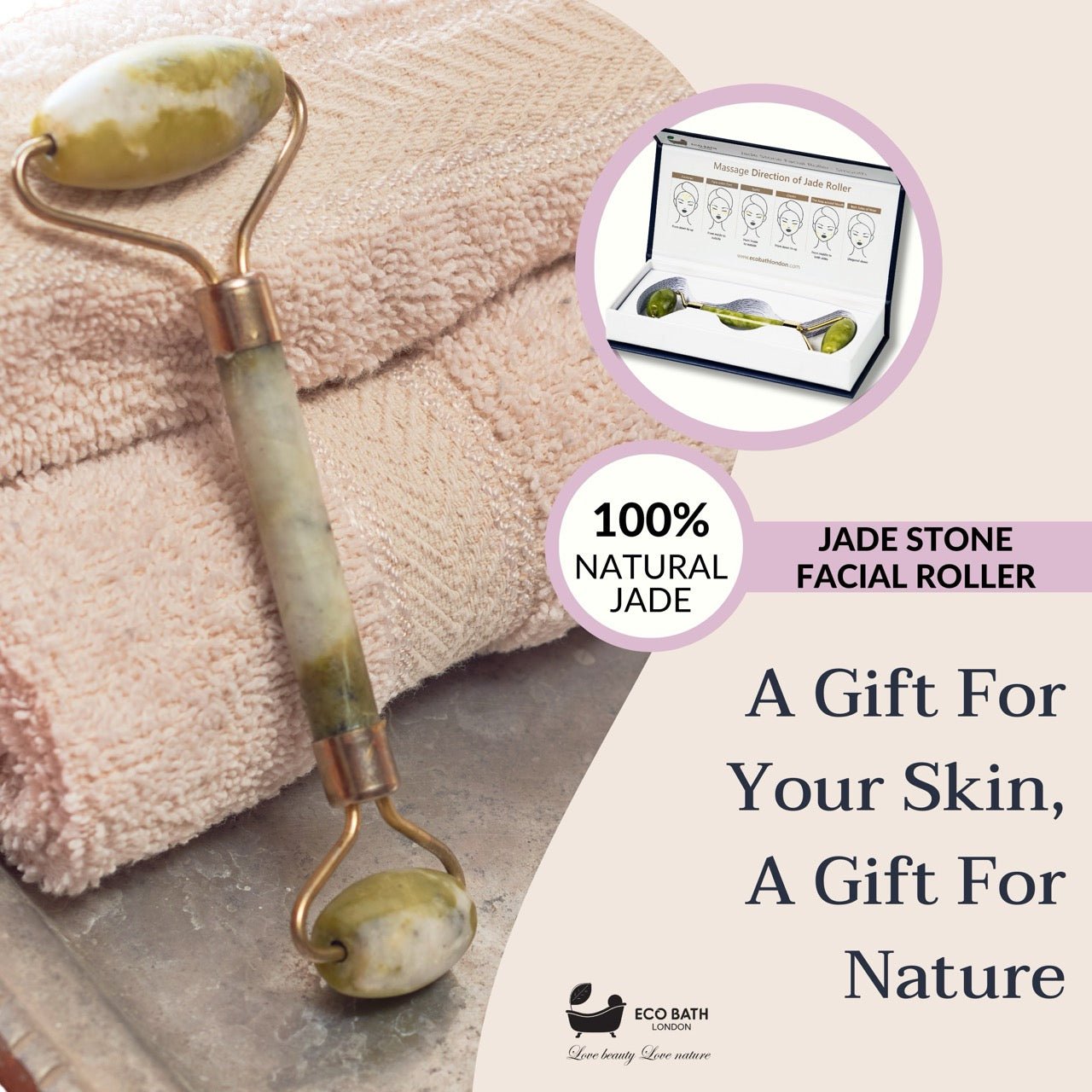 Eco Bath London Jade Face Roller - Smooth End