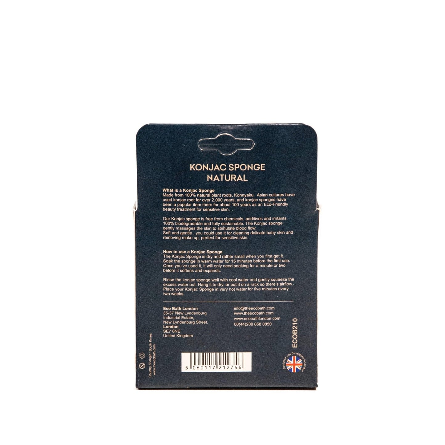 Eco Bath London Konjac Sponge Charcoal - Natural Exfoliating Sponge for Facial Deep Cleansing