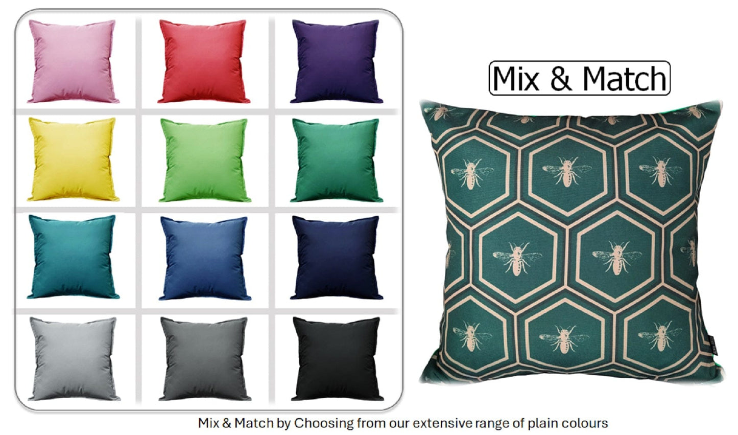 Emerald Bees Weather-Resistant Waterproof Outdoor Cushions for Patio Garden Sofa or Indoor Seating by OLIVIA ROCCO