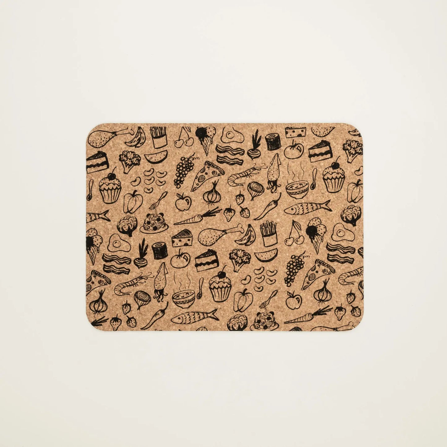 Food Design Cork Placemats | Rectangular | Set of 4 | Made in Portugal