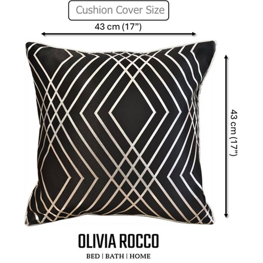 Geo Sparkle Cushion Covers 2 Pack Decorative Scatter Pillow Cases Geo Black for Sofa Bed Chair Lounge by OLIVIA ROCCO