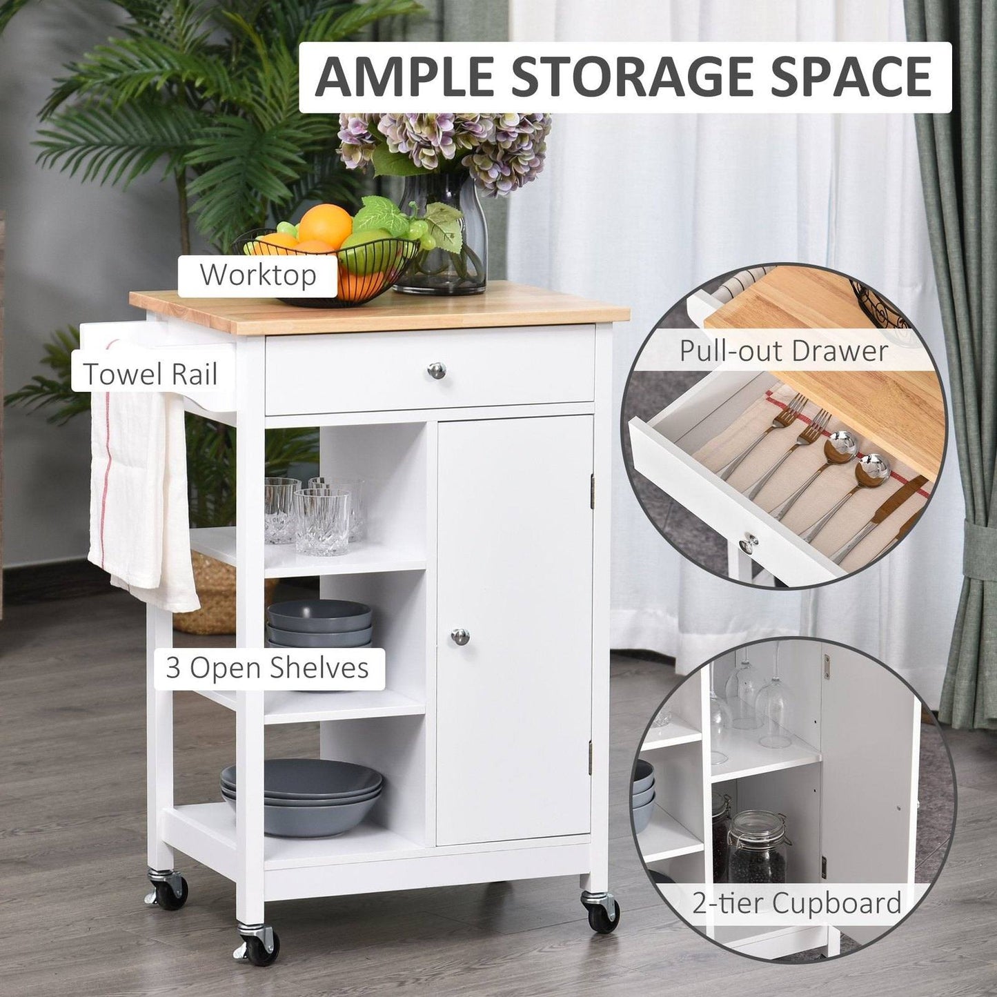 🍽️ Premium Kitchen Trolley - Mobile Storage & Serving Cart 🛒