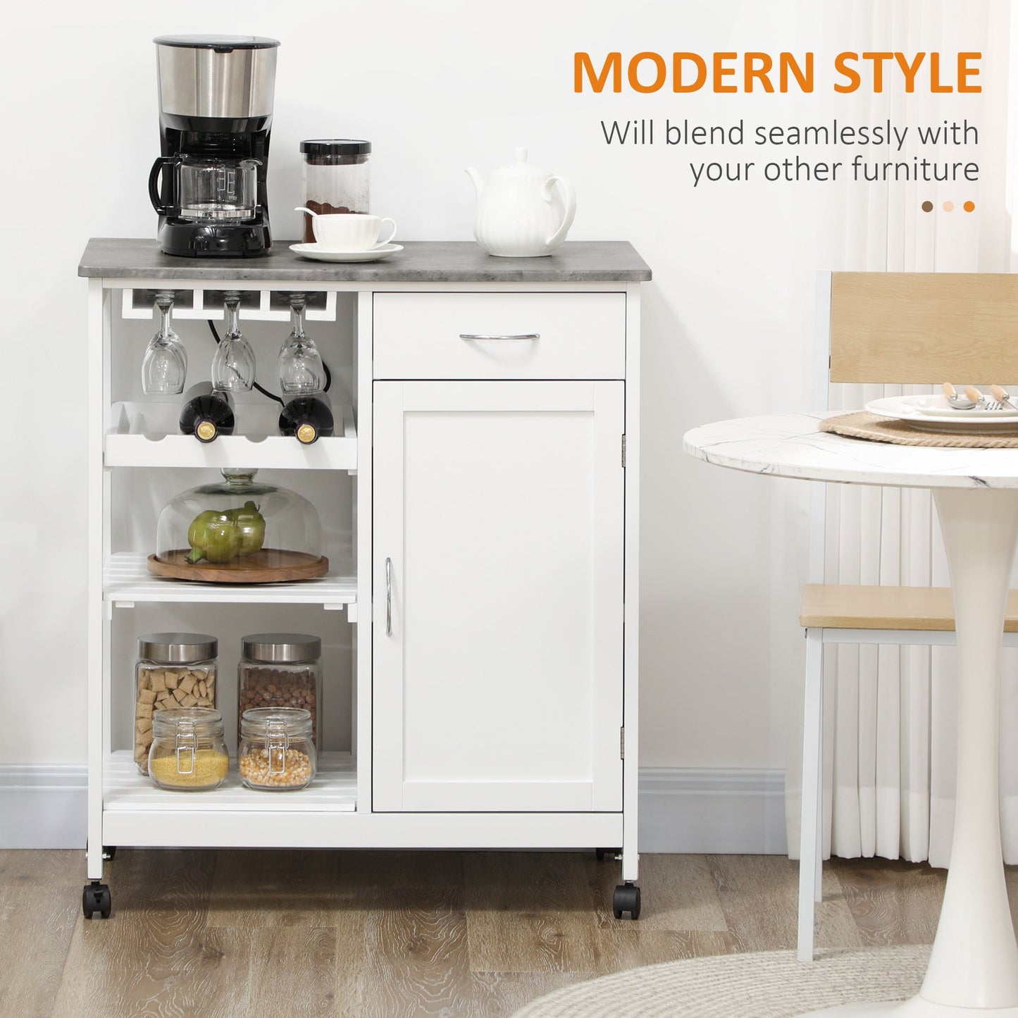 🍽️ Compact Kitchen Trolley Cart - Wine Rack & Wheels 🍷