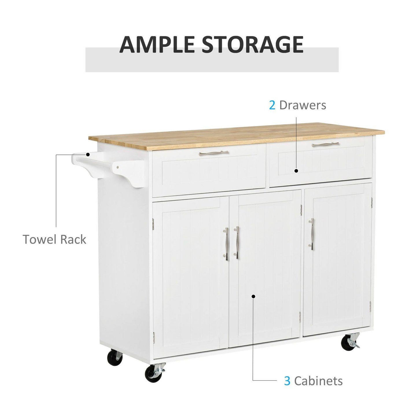 🏠 HOMCOM Kitchen Island Cart - Mobile Storage & Food Prep Station 🍽️