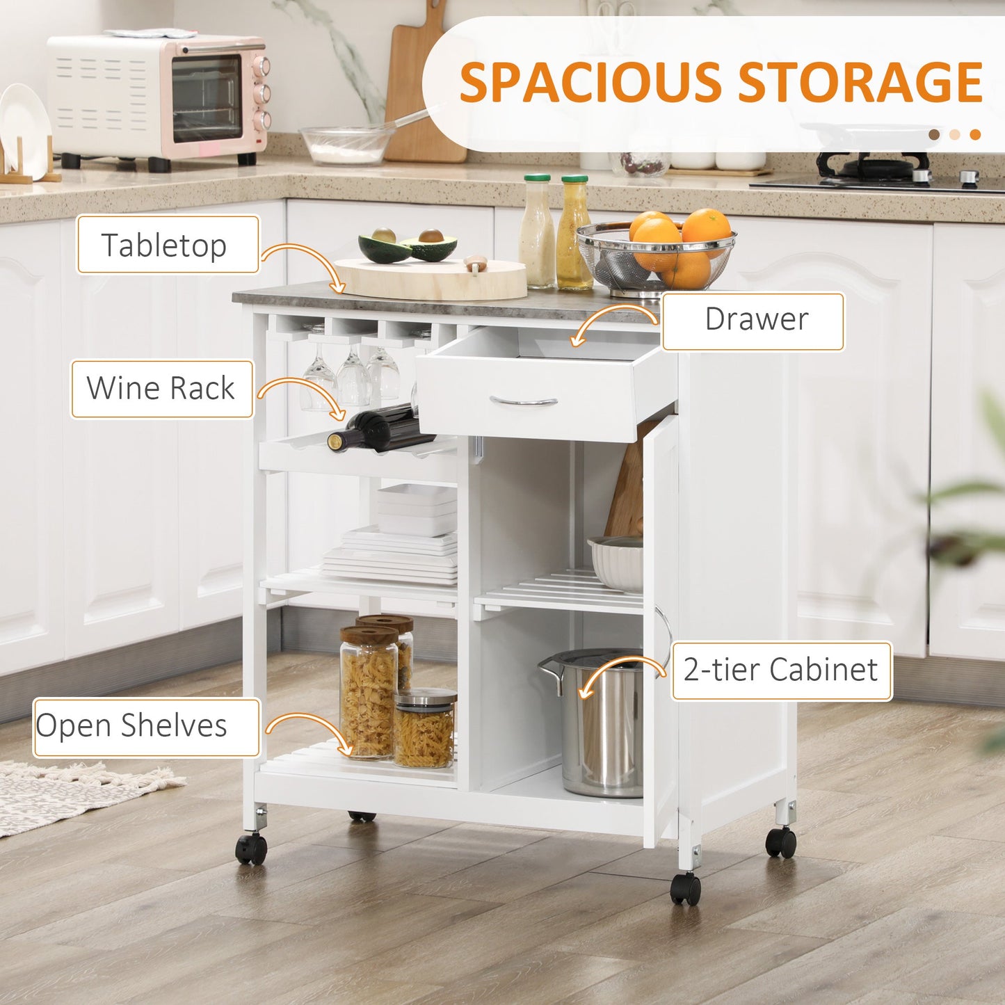 🍽️ Compact Kitchen Trolley Cart - Wine Rack & Wheels 🍷
