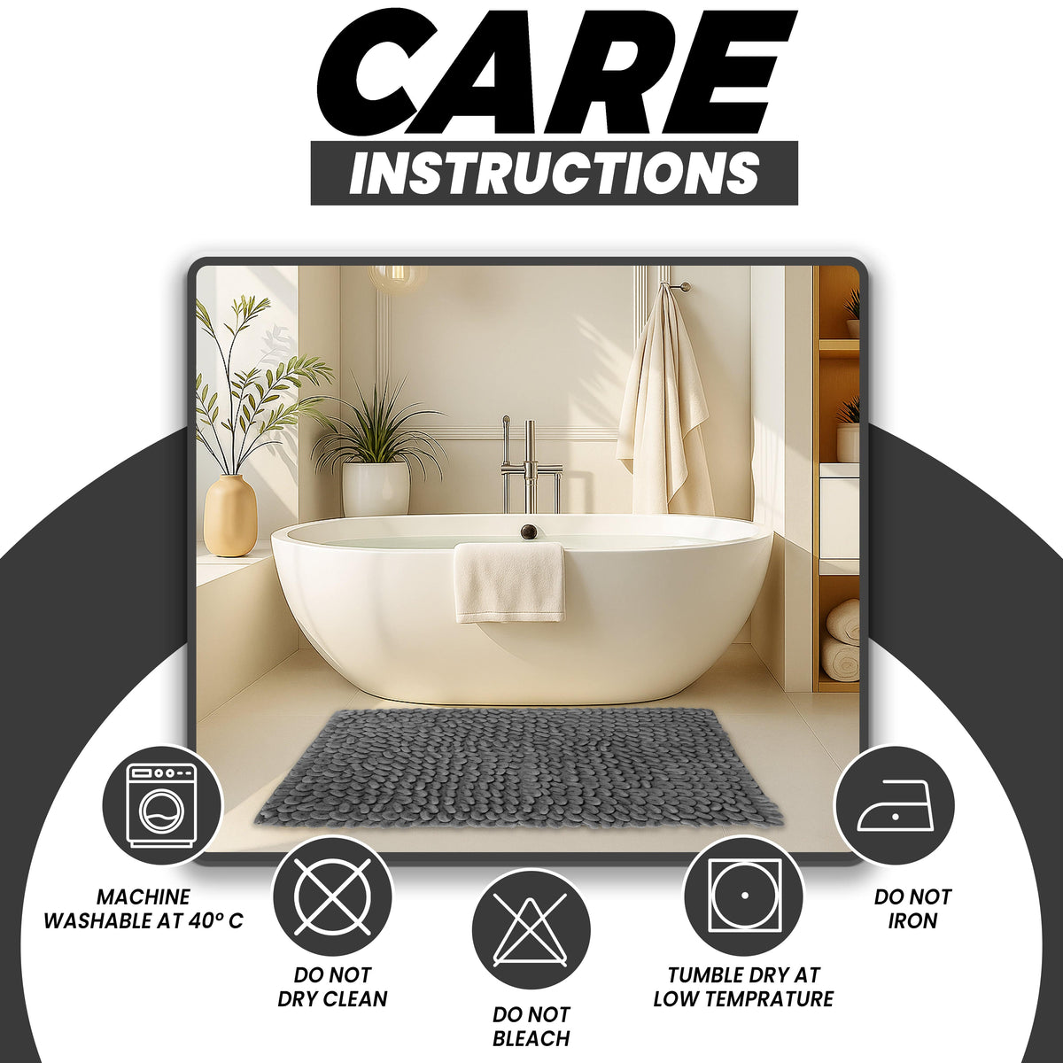 Olivia Rocco Jumbo Loop Bath Mat Non-Slip Water Absorbent Rug