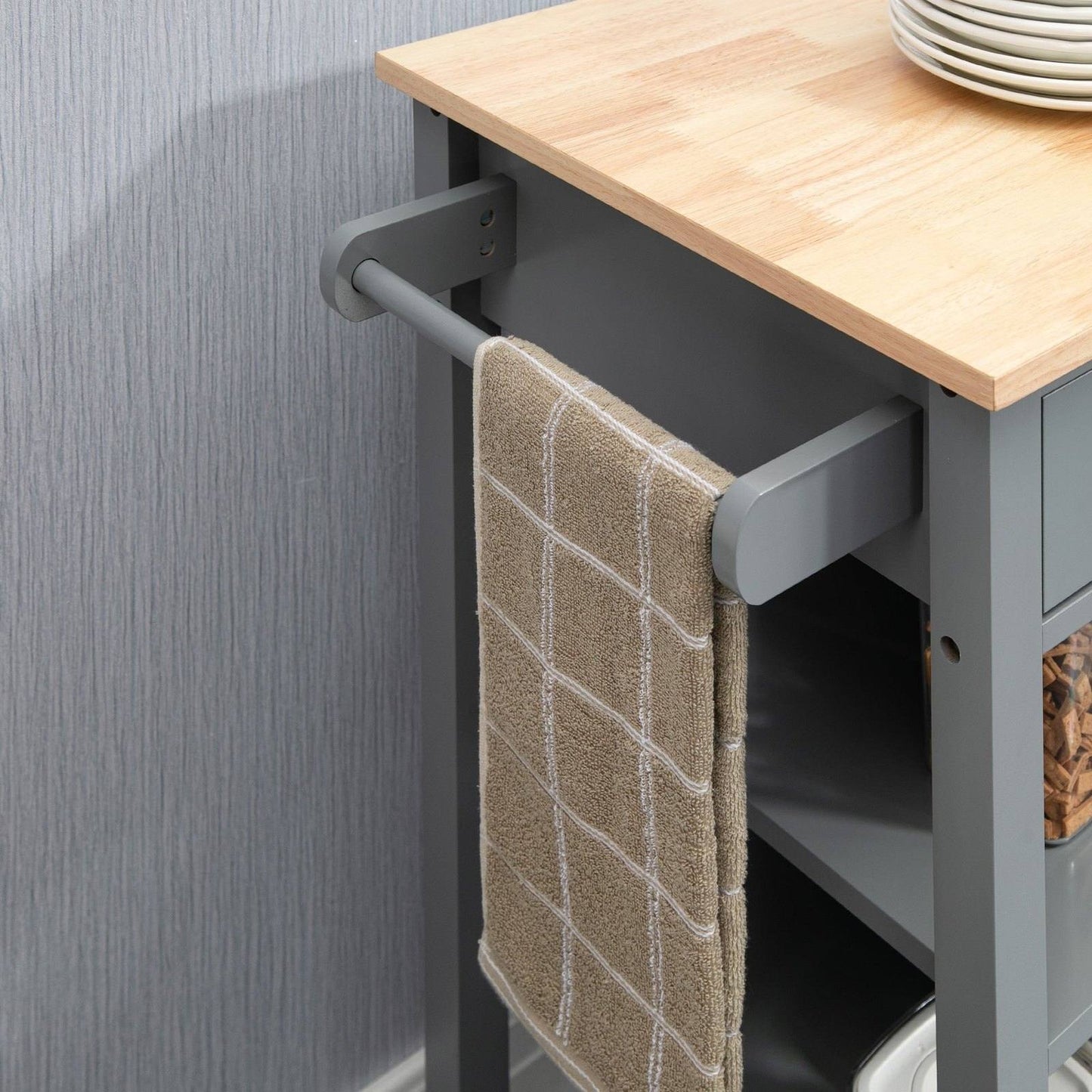 🍽️ Compact Kitchen Trolley - Storage Drawer & Open Shelf 📦