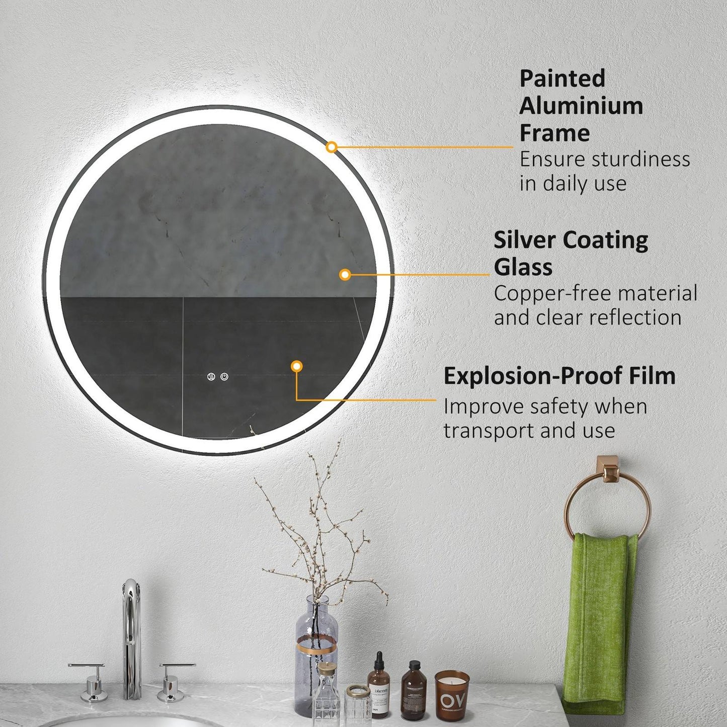 🪞 Kleankin Round LED Bathroom Mirror ✨ Illuminated Wall Mount with Bright Lighting