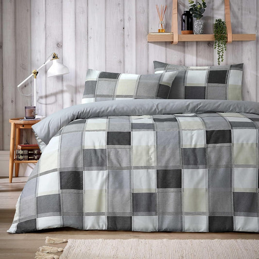 Olivia Rocco Glencoe Check Reversible Polycotton Duvet Cover Set
