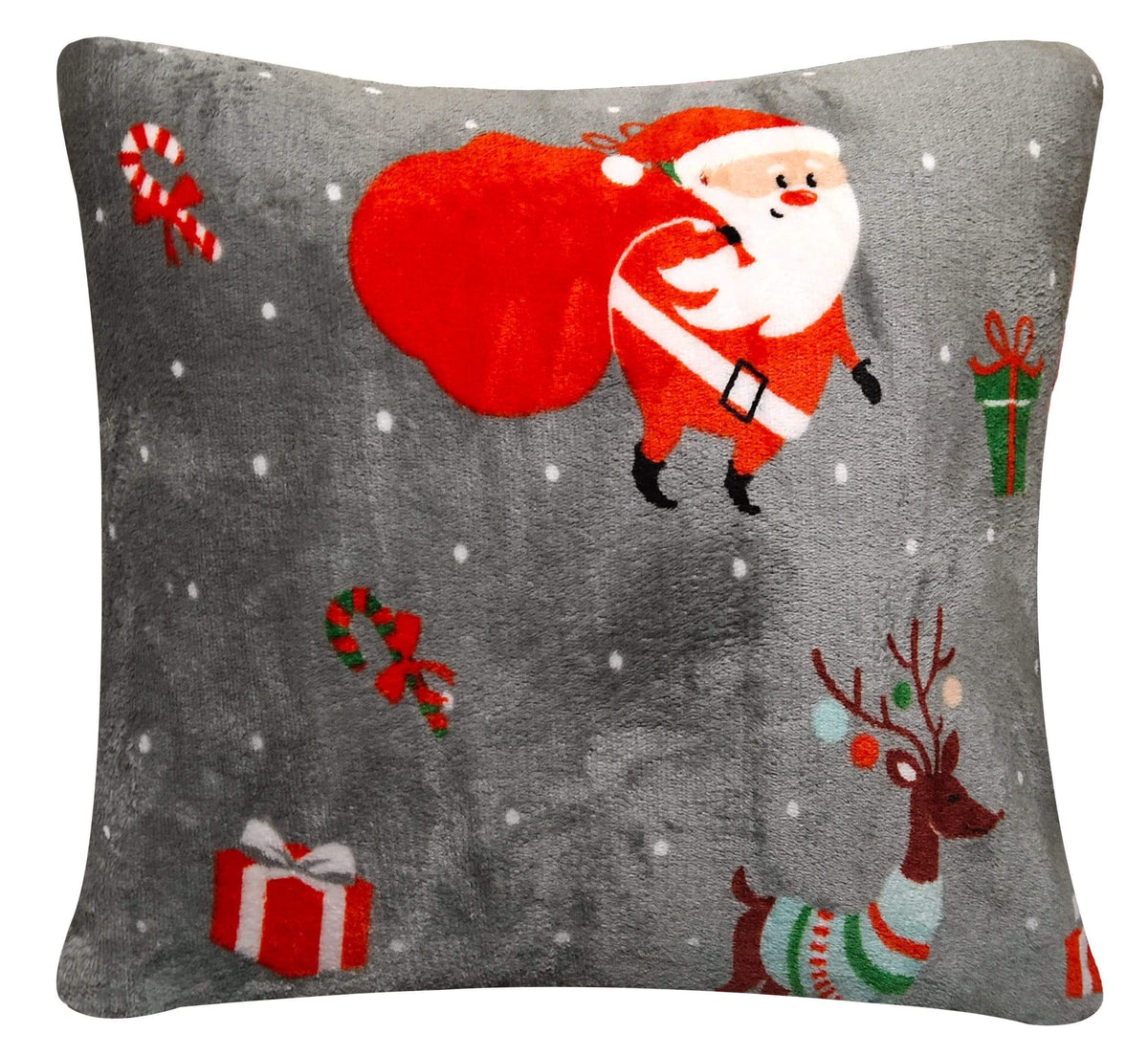 Olivia Rocco Santa Christmas Presents Reversible Teddy Fleece Duvet Cover Set