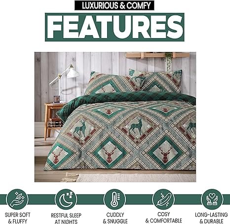 Olivia Rocco Stag Print Reversible Polycotton Duvet Cover Set
