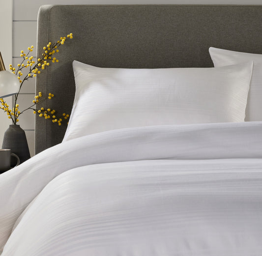Olivia Rocco Stripe Jacquard Reversible Cotton Blend Duvet Cover Set with Pillowcases