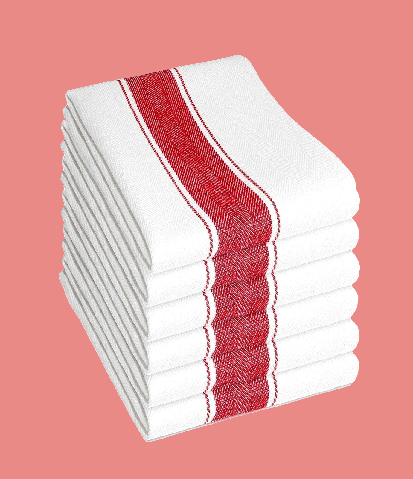 Olivia Rocco Herringbone Cotton Tea Towels OEKO-TEX Pack of 6
