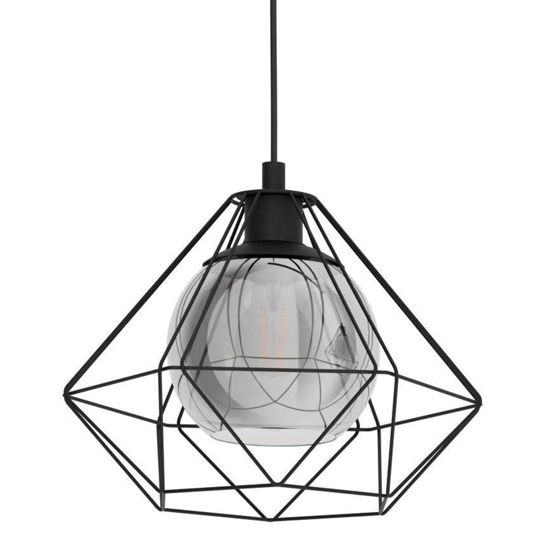 Pagazzi Vernham 3 Light Pendant Bar Black & Smoked Glass 114.5 cm