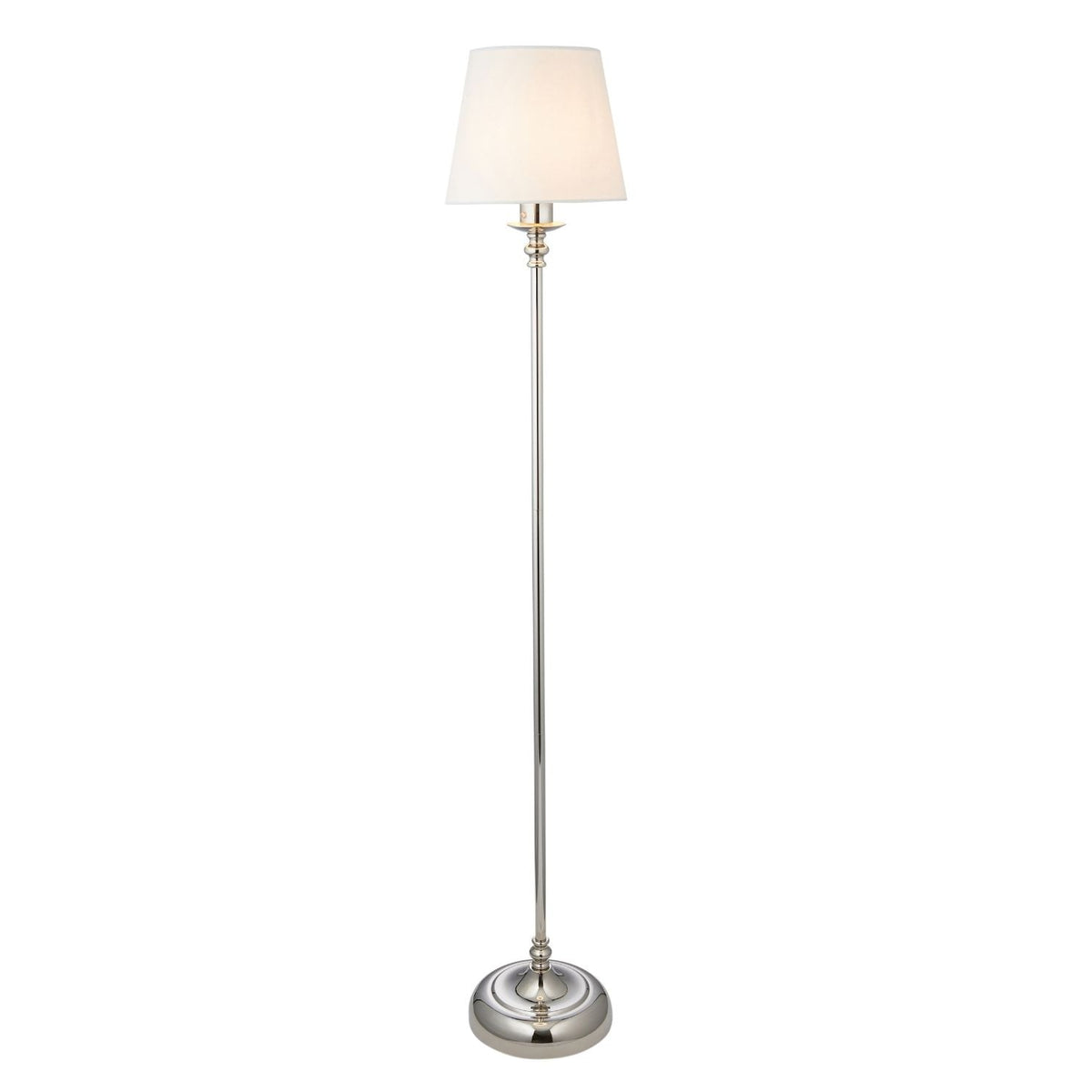Pagazzi Fable Rechargeable LED Floor Lamp Polished Chrome with White Shade 130 cm